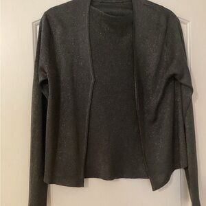 Elegant Dark Gray Sparkle Twinset Women's Sweater